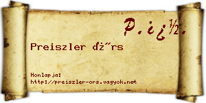 Preiszler Örs névjegykártya